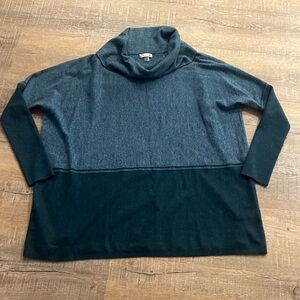 Smartwool Two-Tone Cowl Neck Sweater - Gray and Black